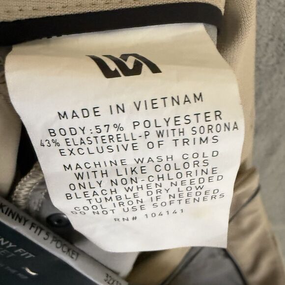 NWT VRST Pants 32x32 (32x29.5) Beige Skinny  Commuter Preppy Performance Flex - Picture 10 of 11